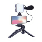 Kit de Vlogging Multifonction 3-en-1 [Trépied + Micro Directionnel + Lumière LED]